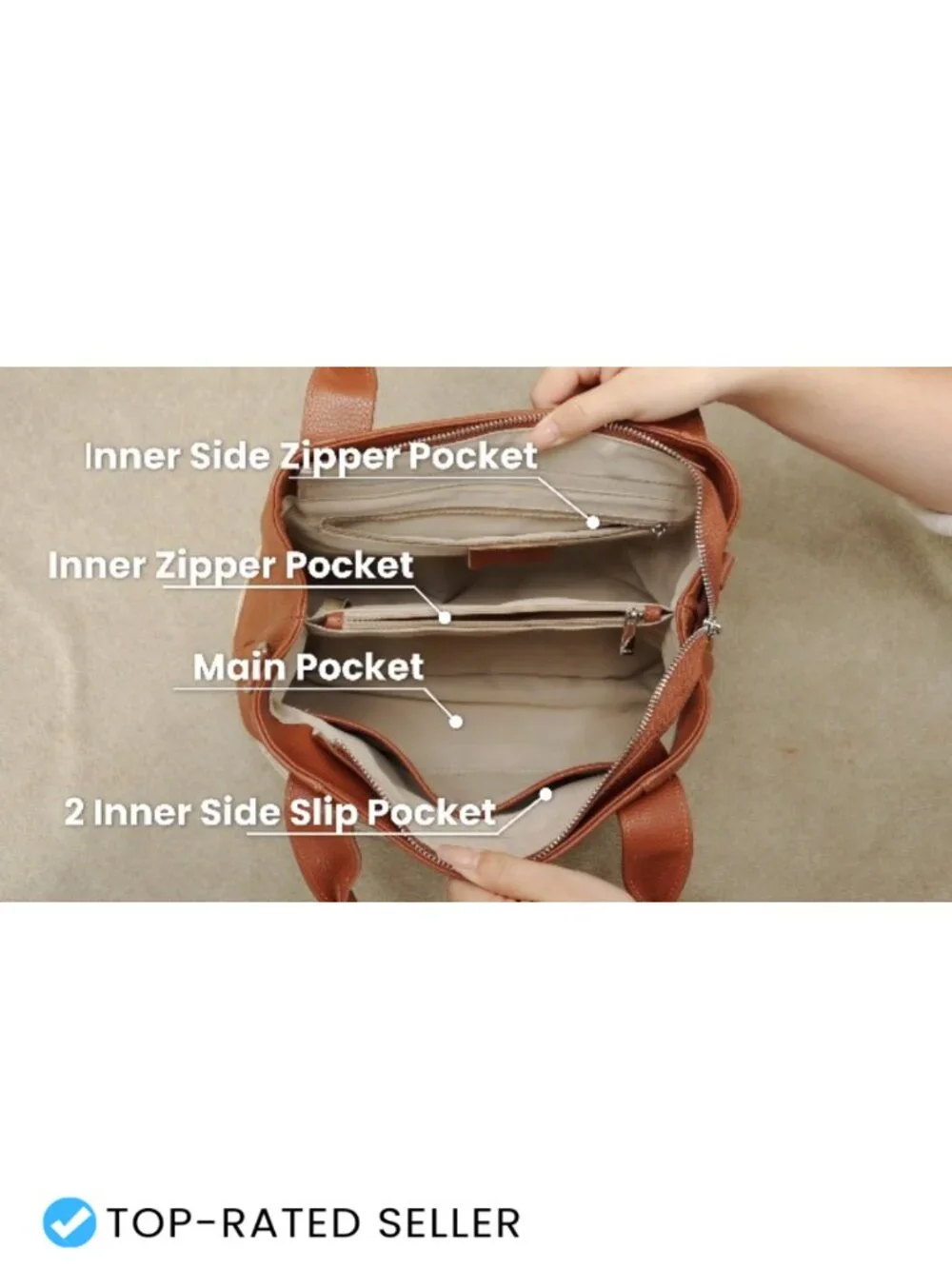 Genuine Leather Women's Satchel Tote Crossbody Shoulder Purse with Zipper